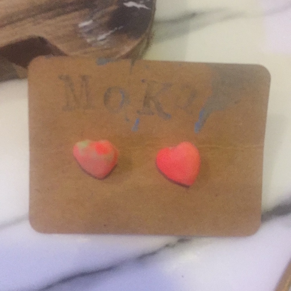 Handmade Polymer Clay Earrings - Tiny Heart Stud